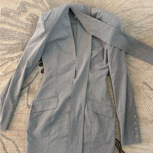 Sophisticated Gray Women's Pinstripe Blazer